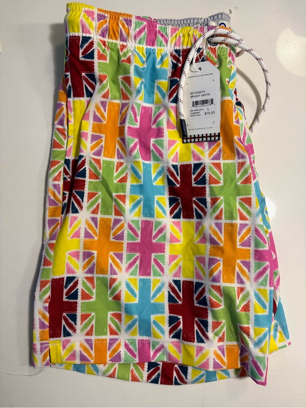 Ben Sherman Multicolor Union Jack Print Swim Board Shorts